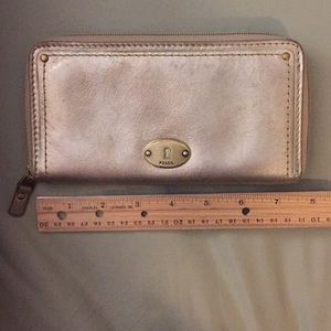 Fossil gold leather long wallet.